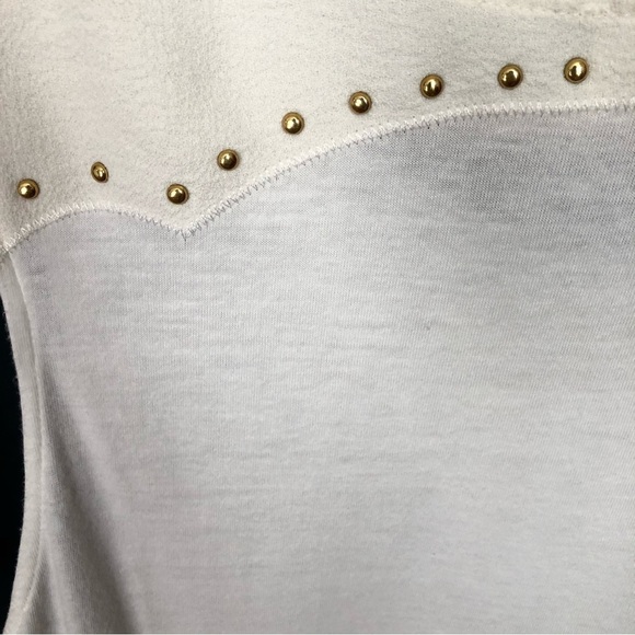 ZARA Women’s White Tank Shirt Gold Studded Size S - Picture 5 of 7